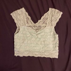 Teal lace crop top ( Size L)